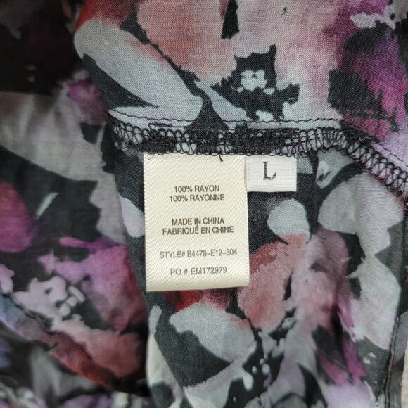 BELLA DAHL FLORAL HIPSTER BUTTON SHIRT, SIZE L - Picture 7 of 9